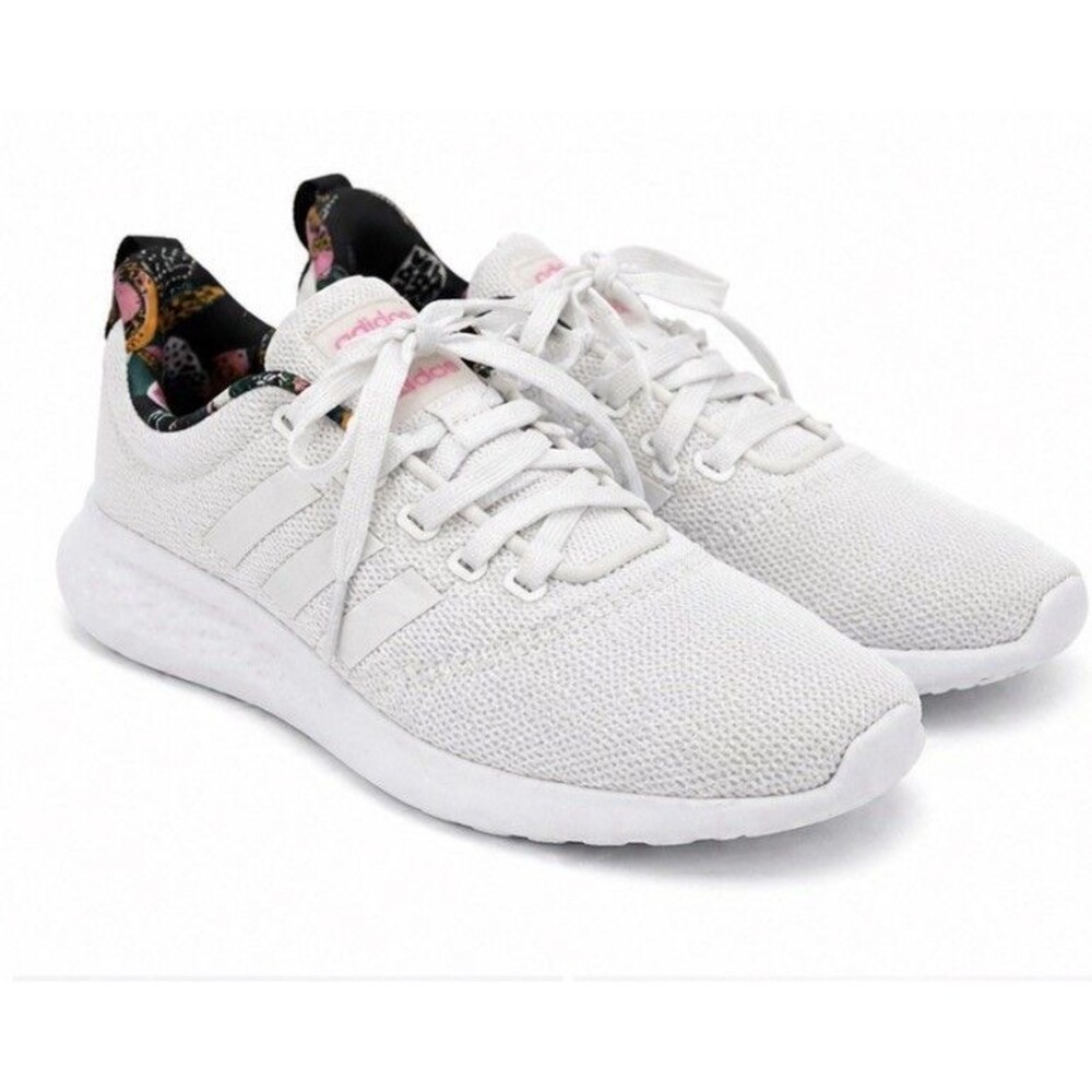 Adidas Cloudfoam Comfort Sneakers White Floral Lining Women’s Size 6.5